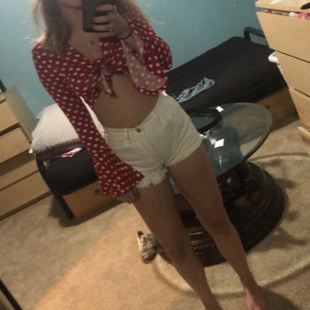 Polka Dot Front Tie Top
